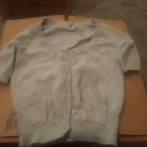 Button up short sleeve sweater w/ pockets